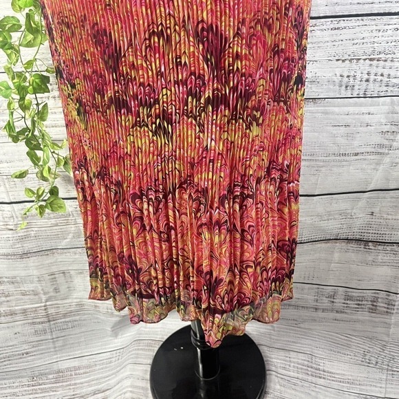 Krazy Kat Skirt size XXL Pink Green Paisley Pleated Sheer Midi Modest Boho - Picture 7 of 13